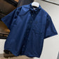 AMI de Coeur Embroidered Cotton Boxy Shirt (Boxy/Navy)