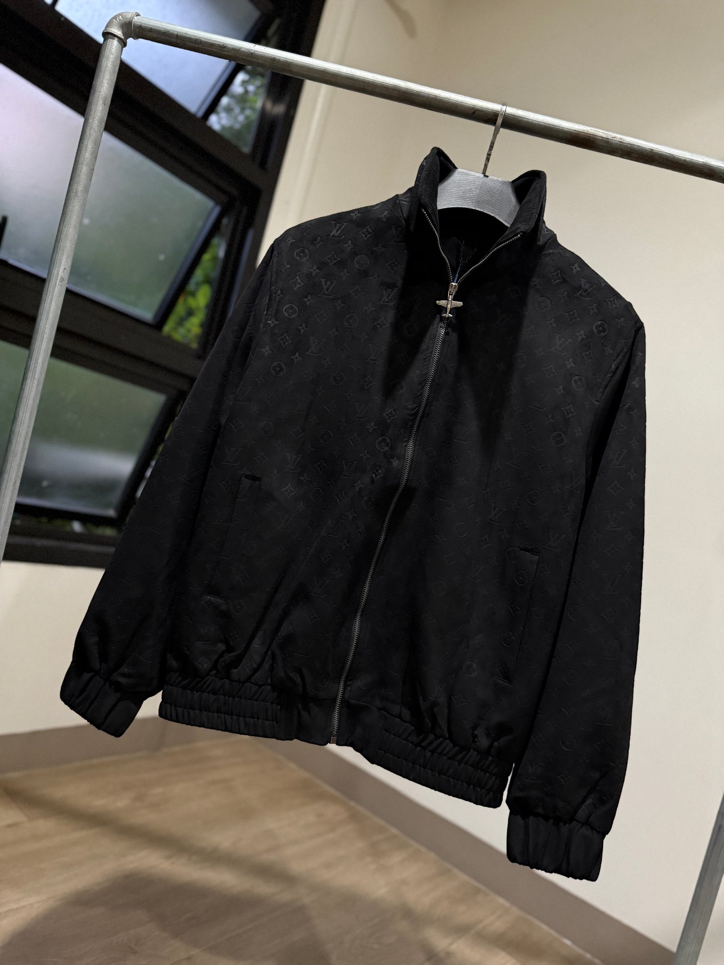Louis Vuitton Debossed Suede Tracksuit Jacket (Black)