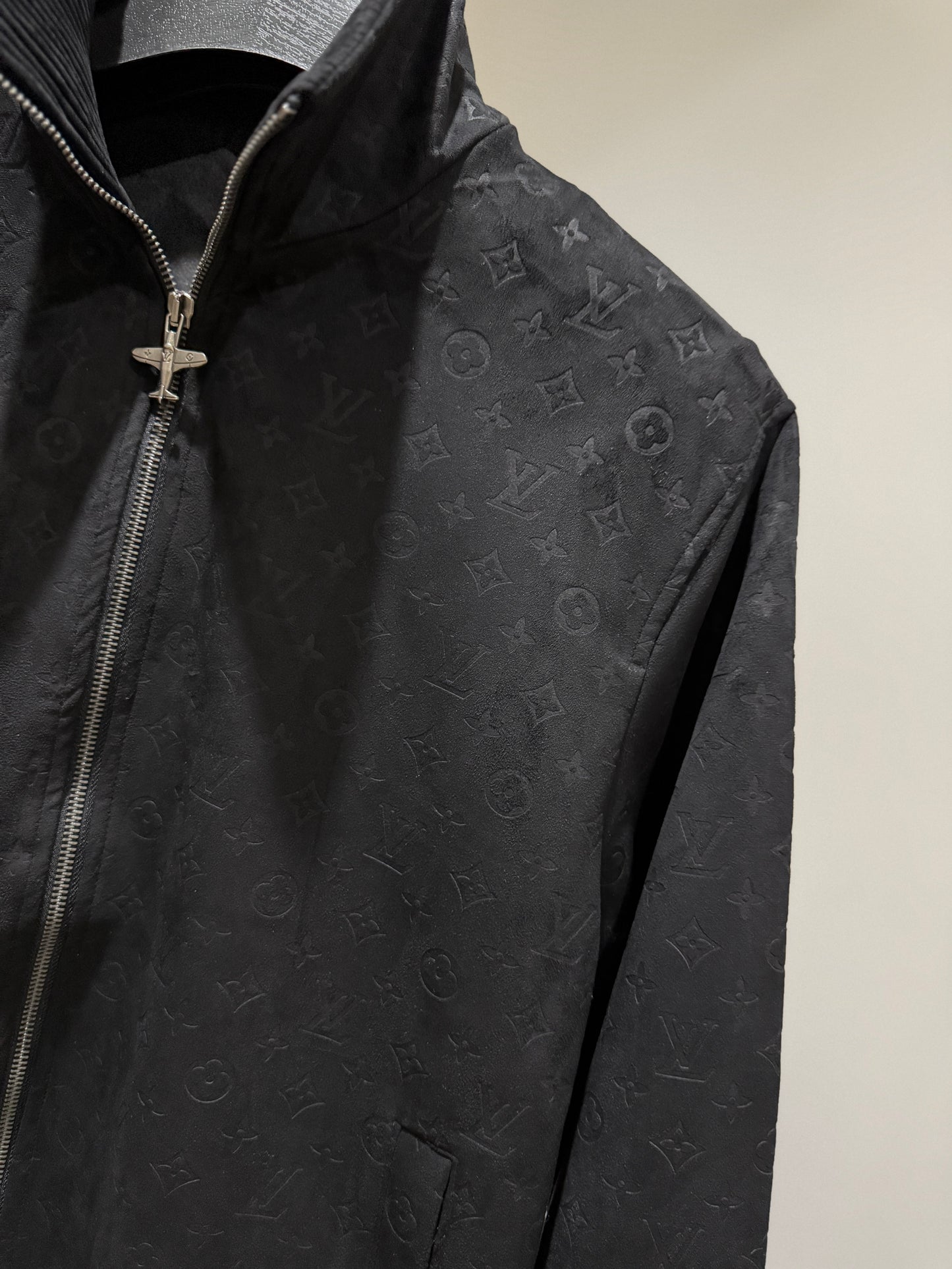 Louis Vuitton Debossed Suede Tracksuit Jacket (Black)
