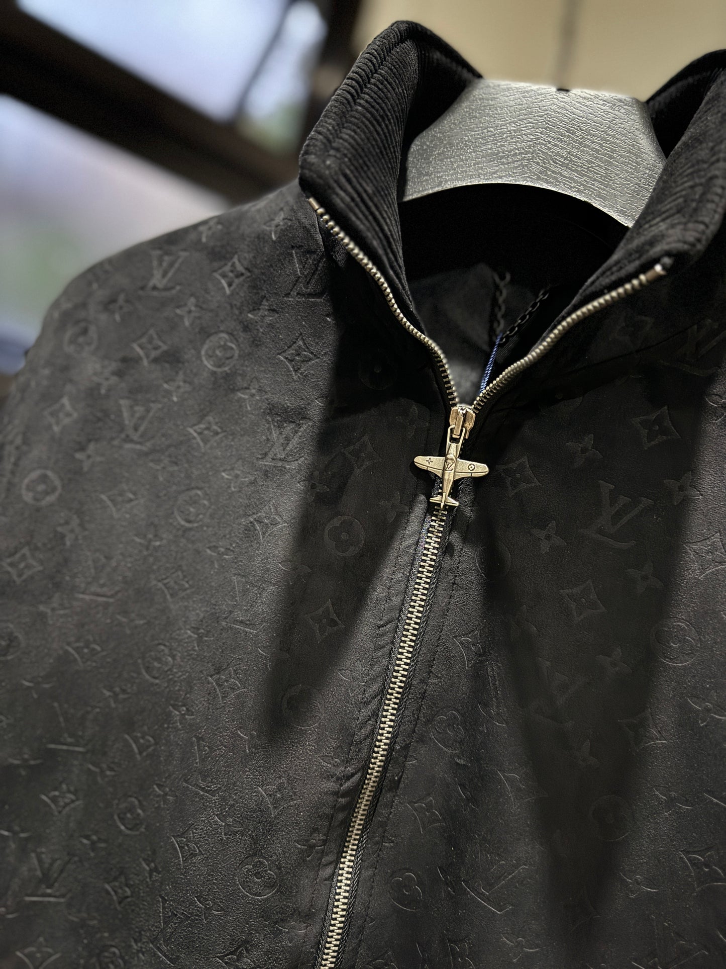 Louis Vuitton Debossed Suede Tracksuit Jacket (Black)