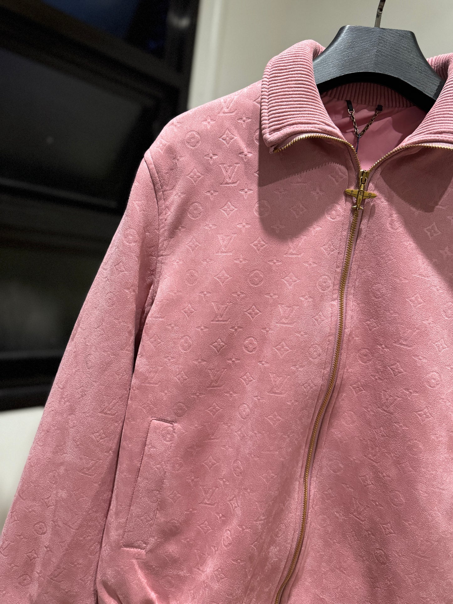 Louis Vuitton Debossed Suede Tracksuit Jacket (Pink)