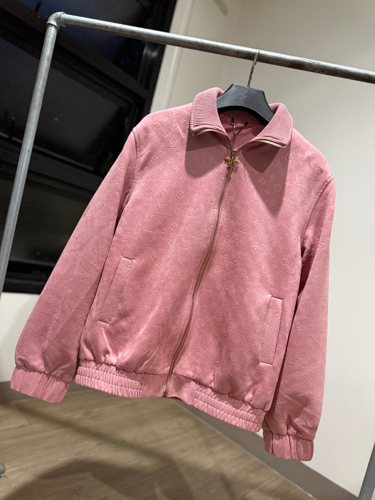 Louis Vuitton Debossed Suede Tracksuit Jacket (Pink)