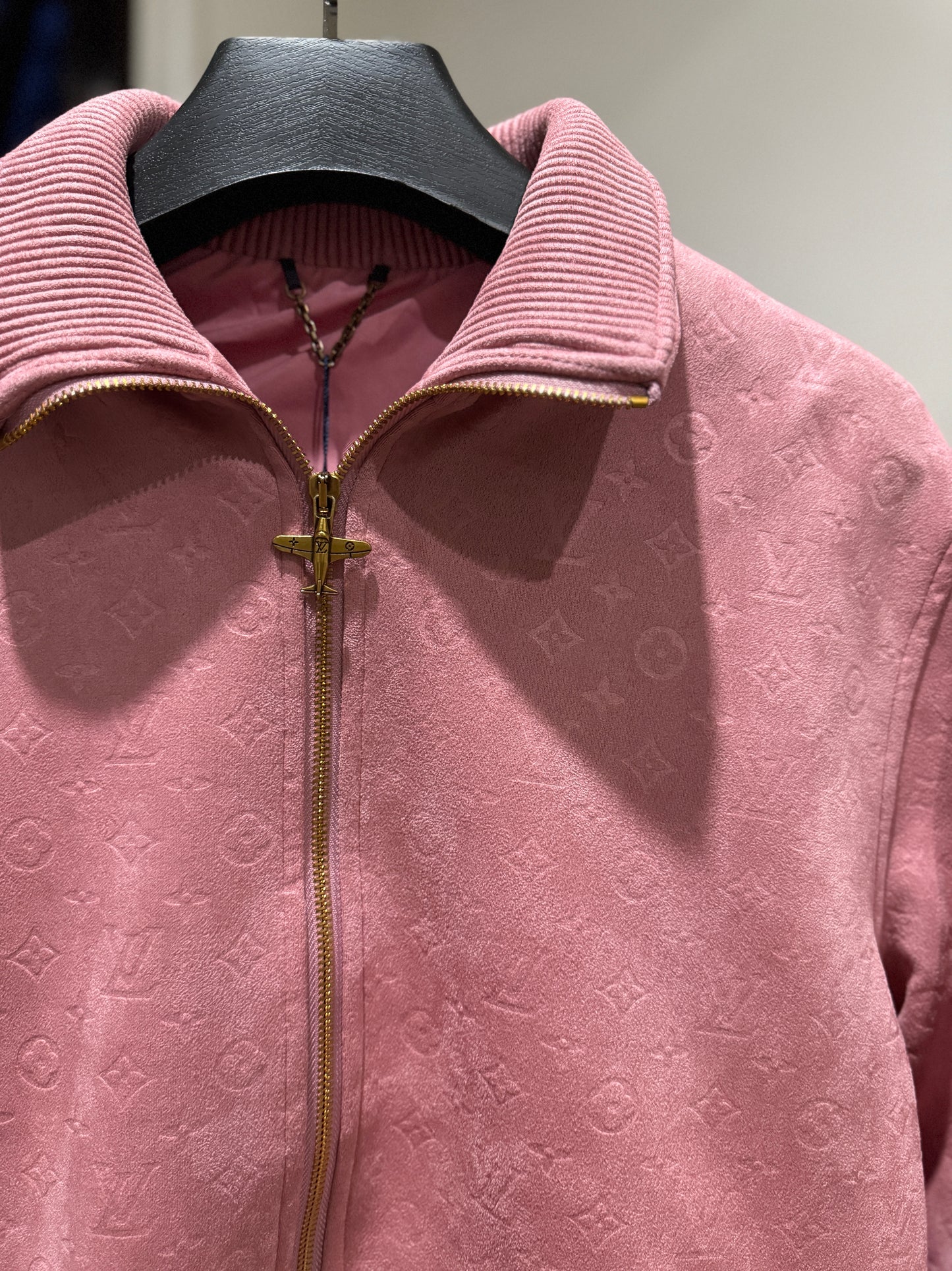 Louis Vuitton Debossed Suede Tracksuit Jacket (Pink)