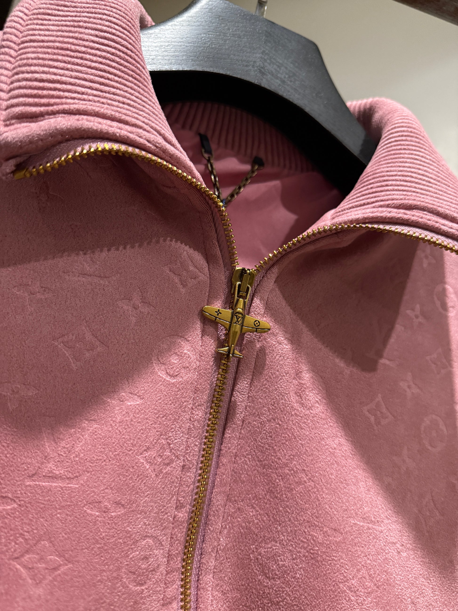 Louis Vuitton Debossed Suede Tracksuit Jacket (Pink)