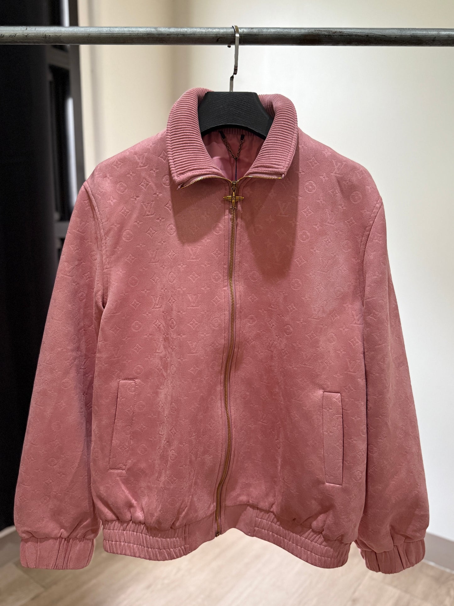 Louis Vuitton Debossed Suede Tracksuit Jacket (Pink)