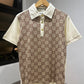 Gucci Cotton Silk Jaquard Polo Shirt (Beige/Ebony)