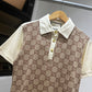 Gucci Cotton Silk Jaquard Polo Shirt (Beige/Ebony)