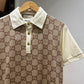 Gucci Cotton Silk Jaquard Polo Shirt (Beige/Ebony)