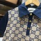 Gucci Maxi Silk Cotton Polo Shirt (Beige/Blue)